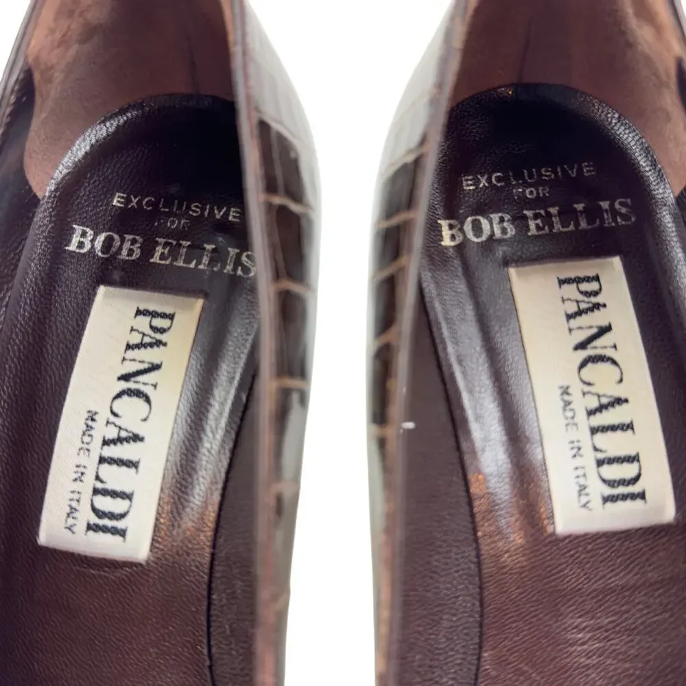 Pancaldi Made in Italy Croc Embossed Leather Classic Timeless Pumps Women's 6